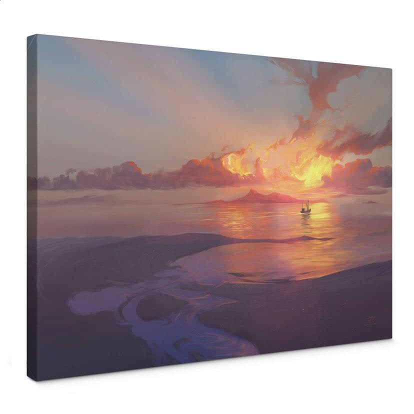 Cuadro lienzo aerroscape - Atardecer en el mar