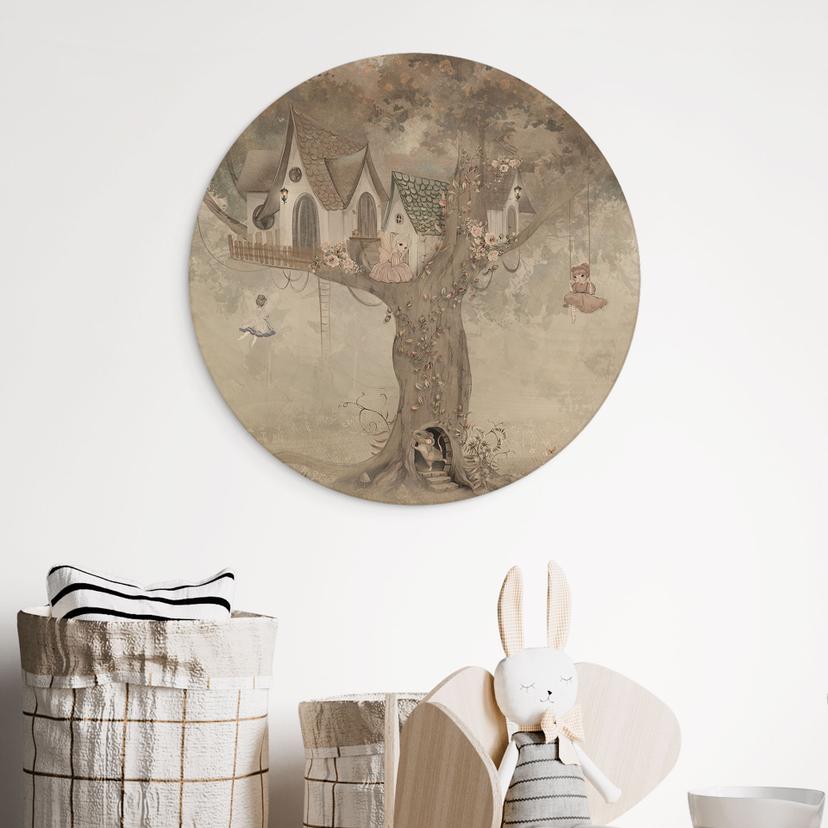 Holzbild Magisches Baumhaus mit Feen - Ms Tiff - Rund