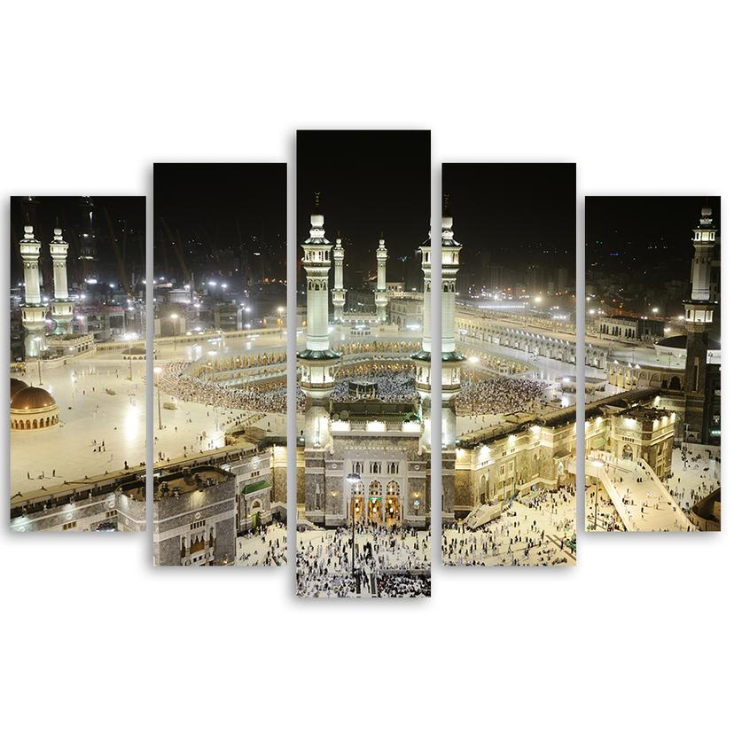 Stampa su tela 5 pezzi, Moschea della Mecca