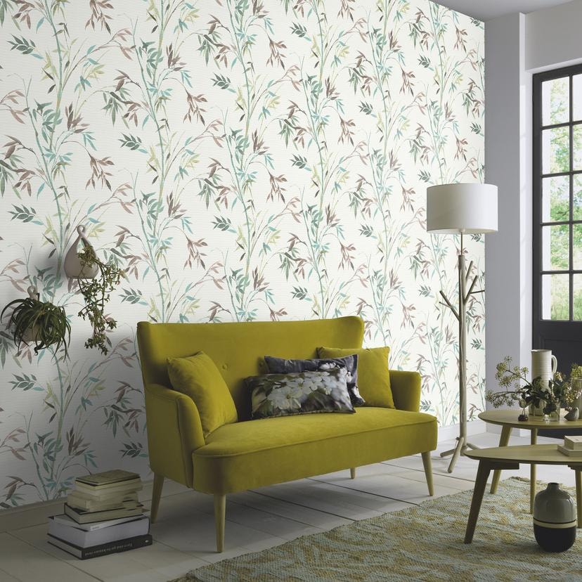 Stribet tapet, bambus mønster tapet, non-woven tapet Erismann Martinique grøn