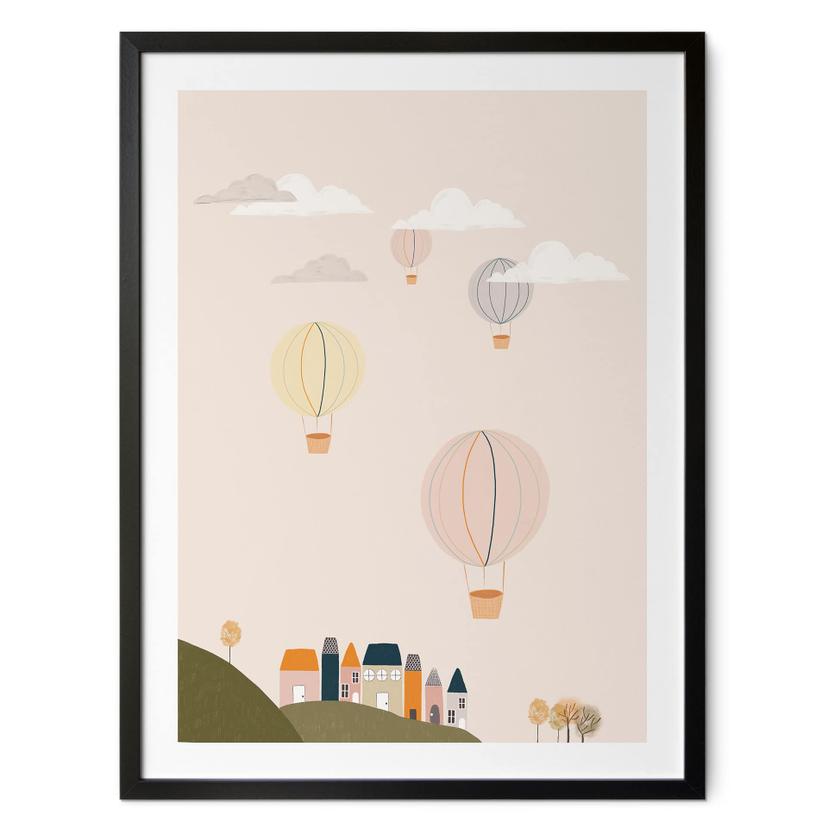 Plakat Farverige varmluftsballoner på himlen - Lisboa