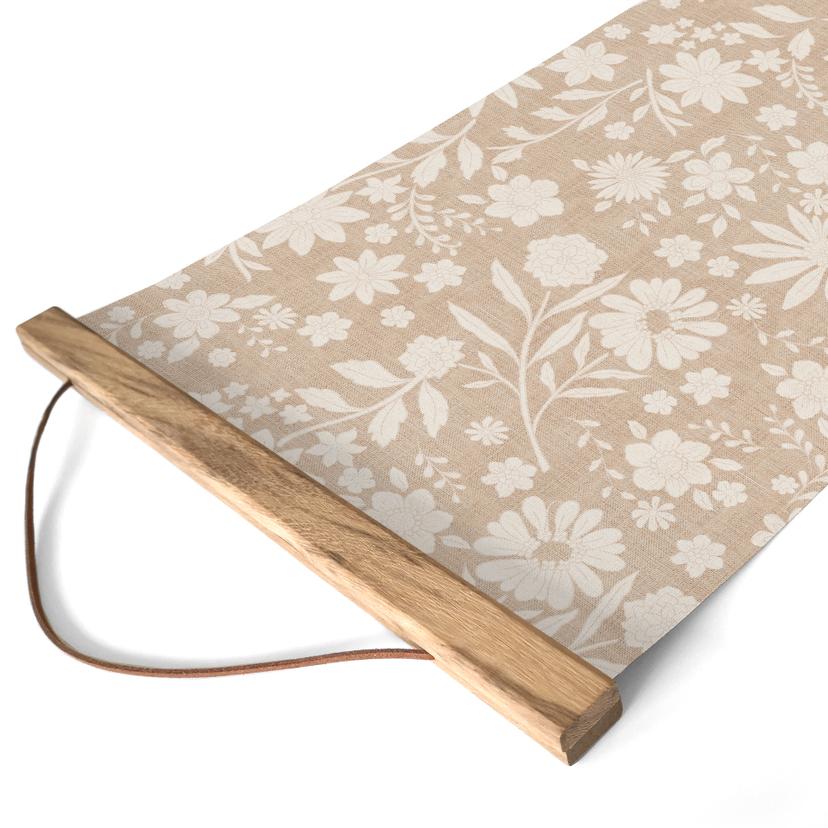 Textil poster Vintage blommor i linne look - Blomstersmycke Dekor - Panorama