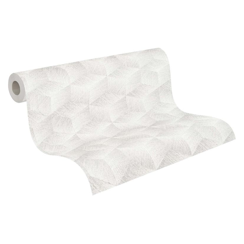 Papel pintado 3D sostenible Ilusión - papel pintado retro de A.S. Création Gris Blanco 385062
