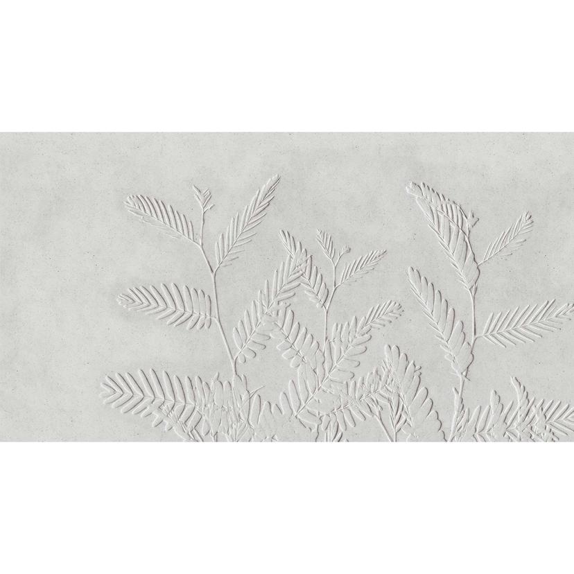 Carta da parati in rilievo con foglie di palma 3D in grigio - Carta da parati in tessuto non tessuto