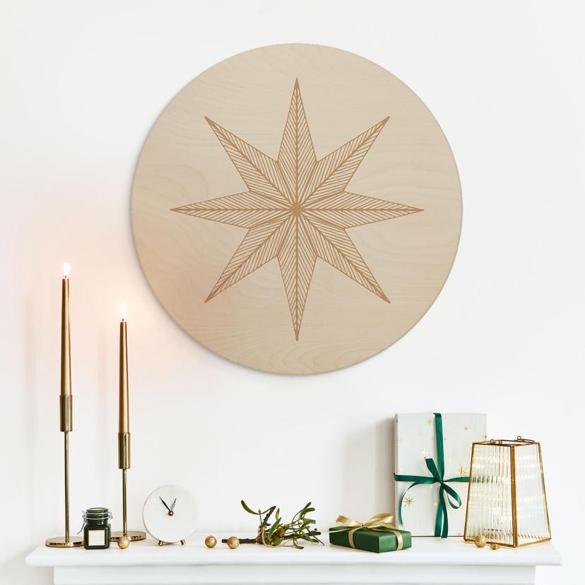 Houten Wanddecoratie Geometrische gouden ster - Magnusson - Rond