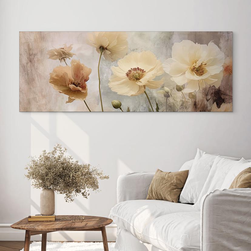 Wandbild Blumenpracht in warmen Pastelltönen - Paksoylu - Panorama - Alu-Dibond