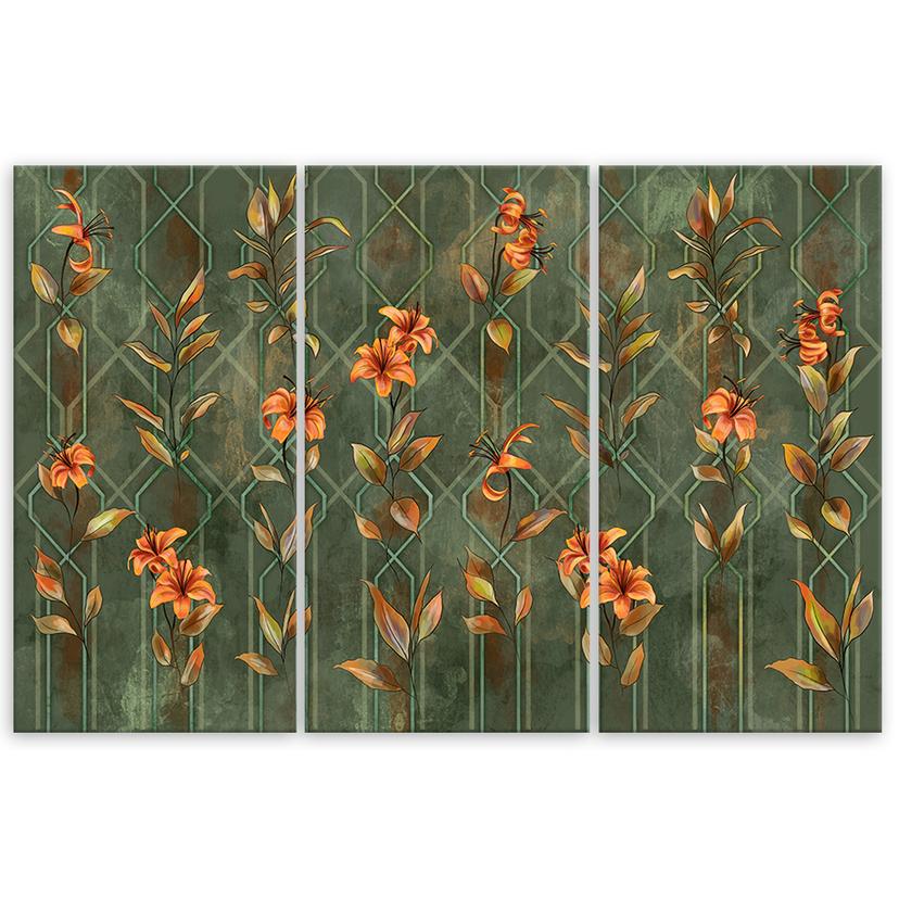 Stampa su tela 3 pezzi Fiore giallo Lilia