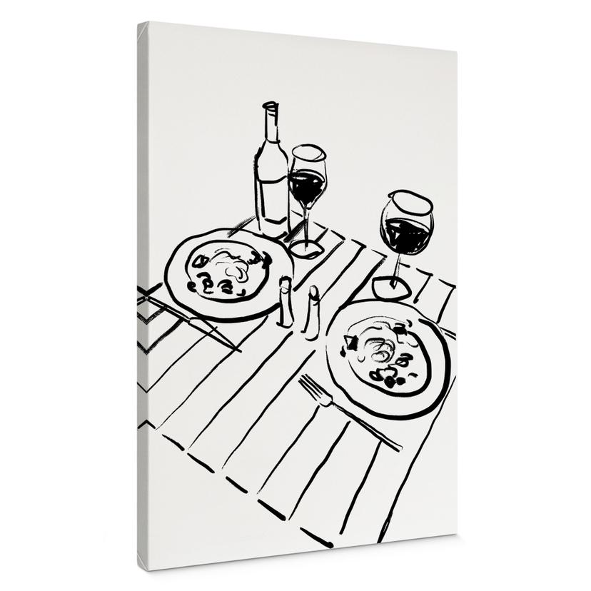 Canvasbillede stilleben middag med vin - Treechild