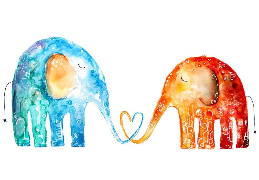 Adesivo murale - Hagenmeyer – Elefanti in love