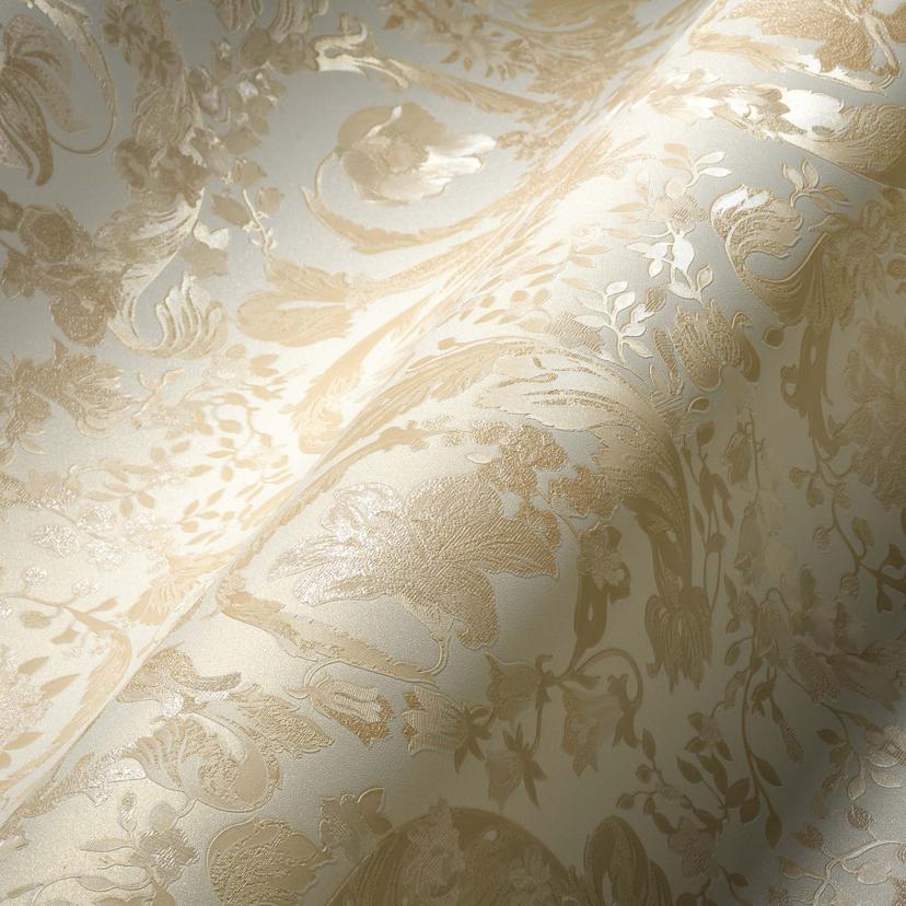 Carta da parati Versace con motivi floreali in beige e crema Carta da parati non tessuta design flor