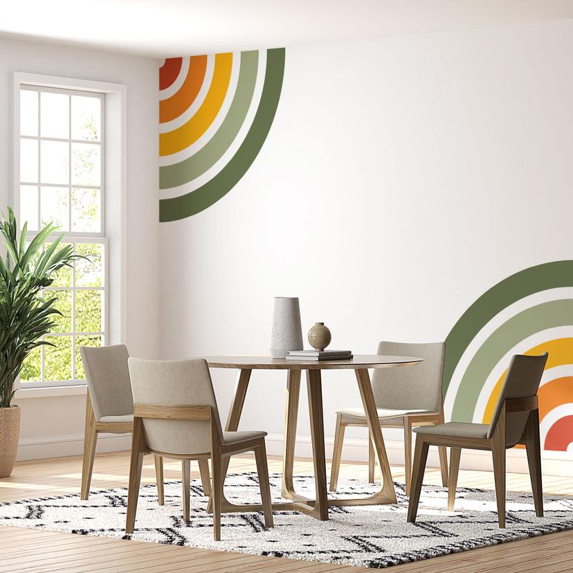 Wallsticker retro kvartcirkel | regnbuefarver