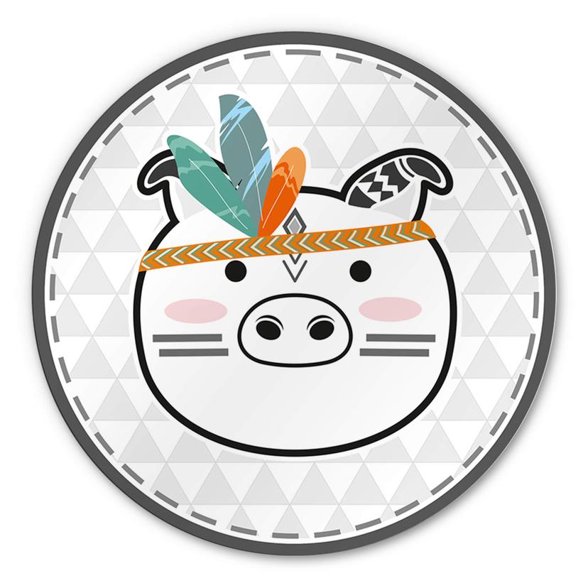 Wandcirkel Alu-dibond Indian Pig