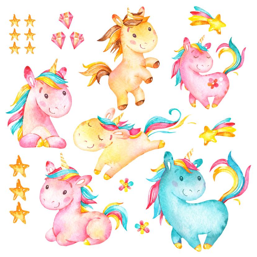Adesivo murale – Set di unicorni