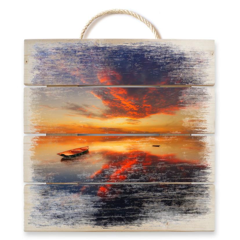 Holzbild Krol - Ein leuchtender Sonnenuntergang - quadratisch - 40x41,5 cm