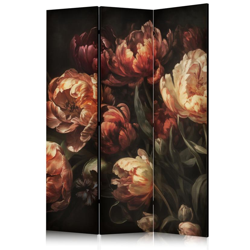 Paravent, Raumteiler freistehend, Trennwand - Magnificent Tulips on a Black Background