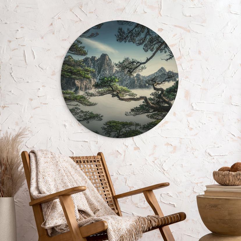 Quadro in legno Pineta sui monti Huang Shan - NingYun Ye - Rotonda