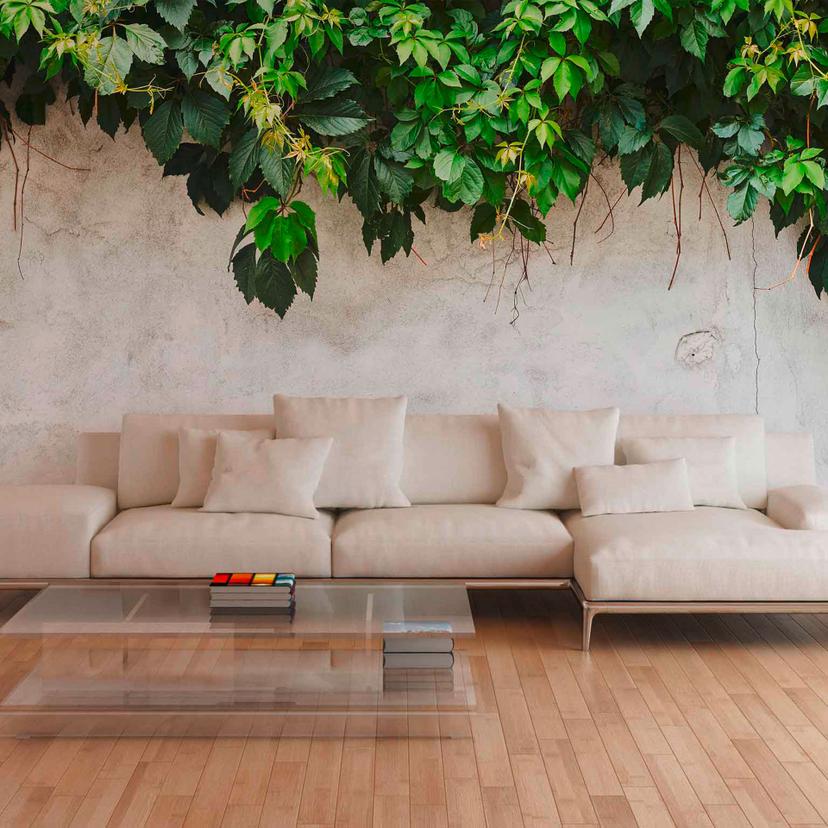 Blomstertapet PlantOnWall i grå creme - non-woven tapet Designwalls 2 - 2,55 x 3,5 m