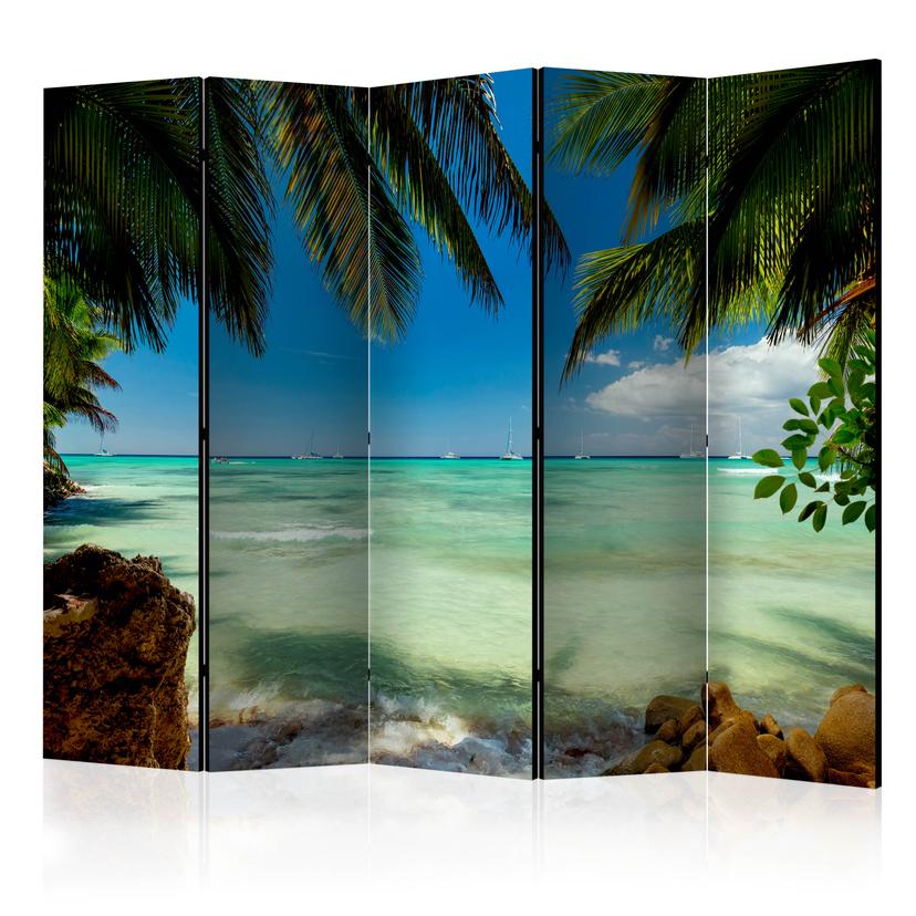 Paravent Séparation de pièce - Détente à la plage , 5 pièces - 225x172 cm