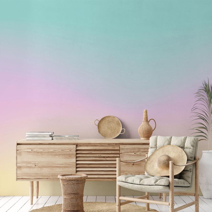 Fototapet Ombre - Farverig pastelfarvet himmel