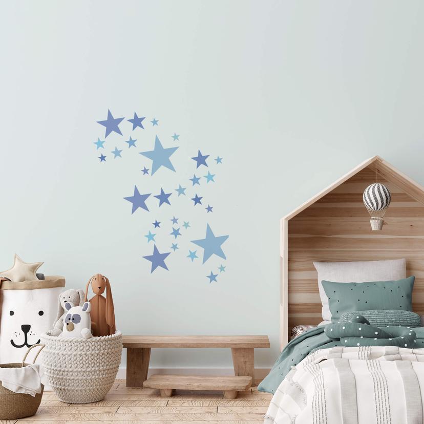 Sticker mural - Set d'étoiles bleu pastel