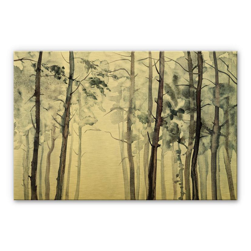 Alu-Dibond goud effect - Aquarel Bos