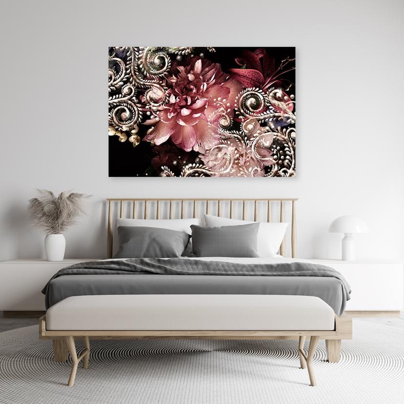 Stampe su tela, Fiore di peonia e giglio