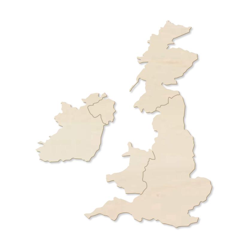 Wood Art Poppel fanér - Karta Storbritannien