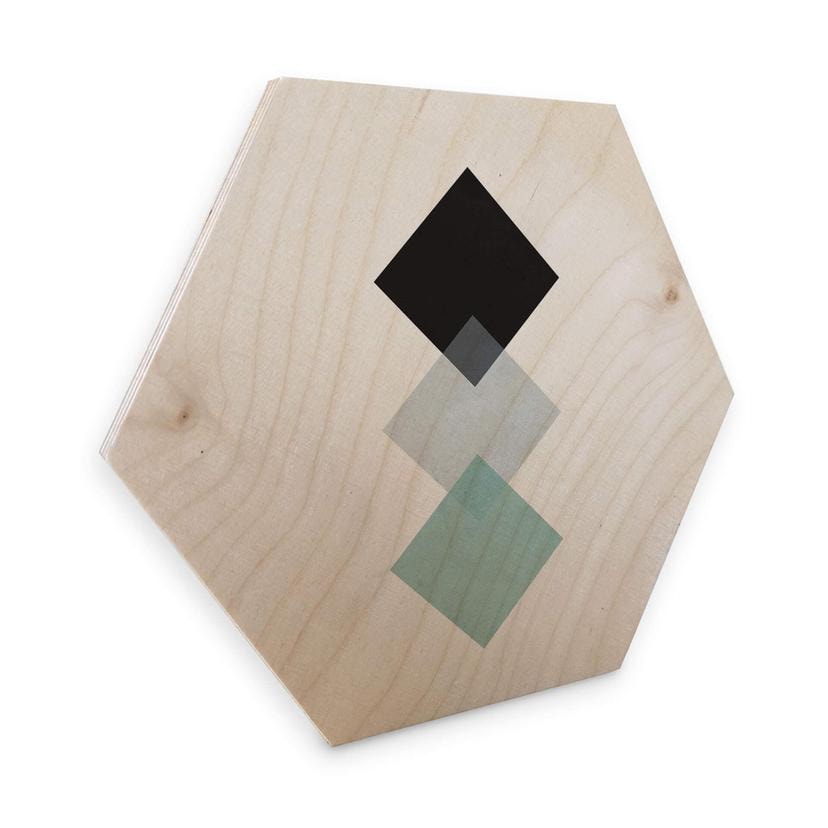 Hexagone - Placage bois de bouleau - Nouveauprints - Carrés aqua