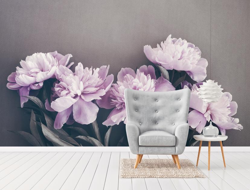 PinkPeony tapet i grå lilla - non-woven tapet Designwalls 2 - 2,55 x 3,5 m