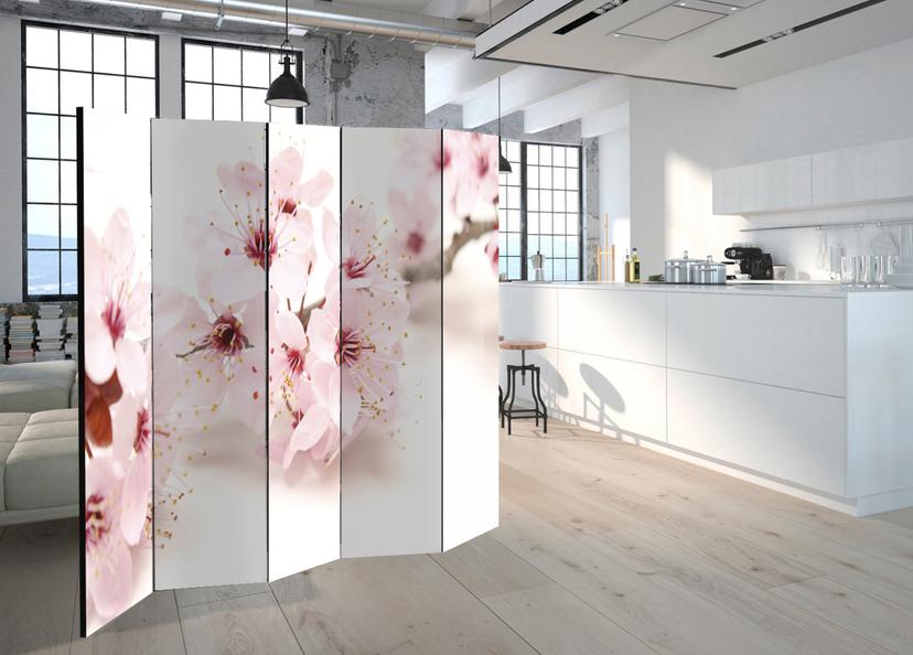 Schermo divisorio - Fiori di ciliegio, 5 pezzi - 225x172 cm