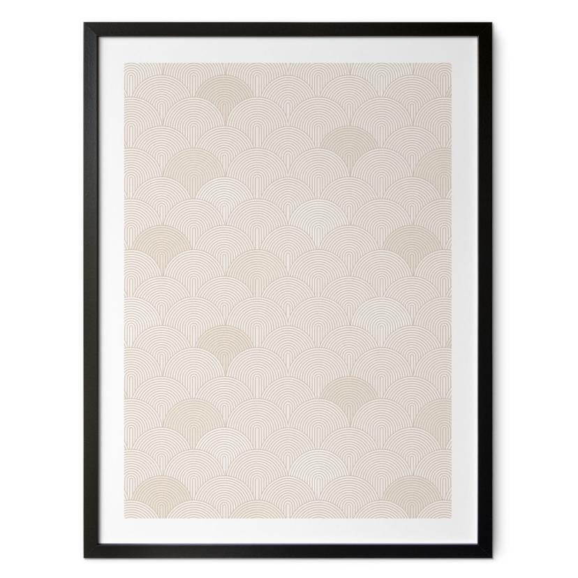 Geometrisk plakat med abstrakte halvcirkler i blød beige - Bloomery Decor