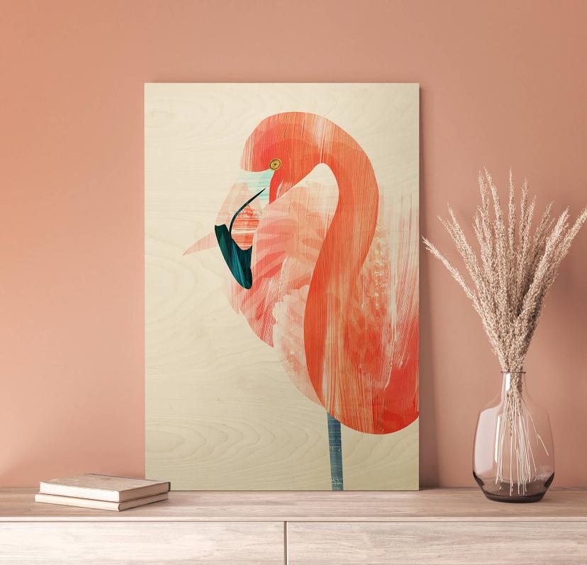 Quadro in legno Goed Blauw - Fenicottero rosa