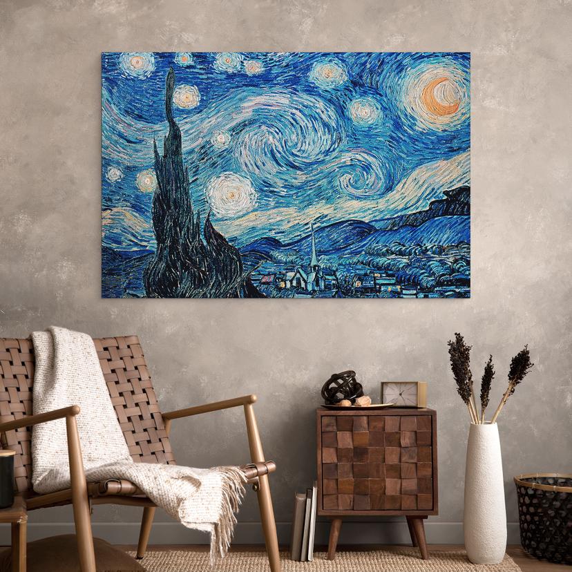Wandbild van Gogh - Sternennacht 1889 - Alu-Dibond