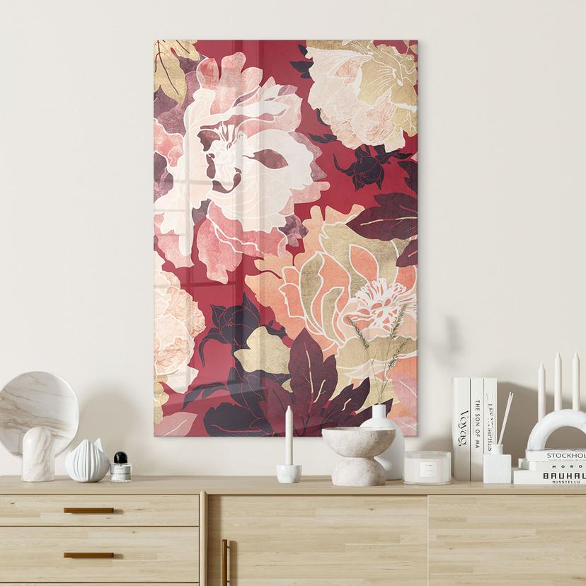 Stampa su vetro acrilico Peonie con fiori grandi - SpaceFrog Designs