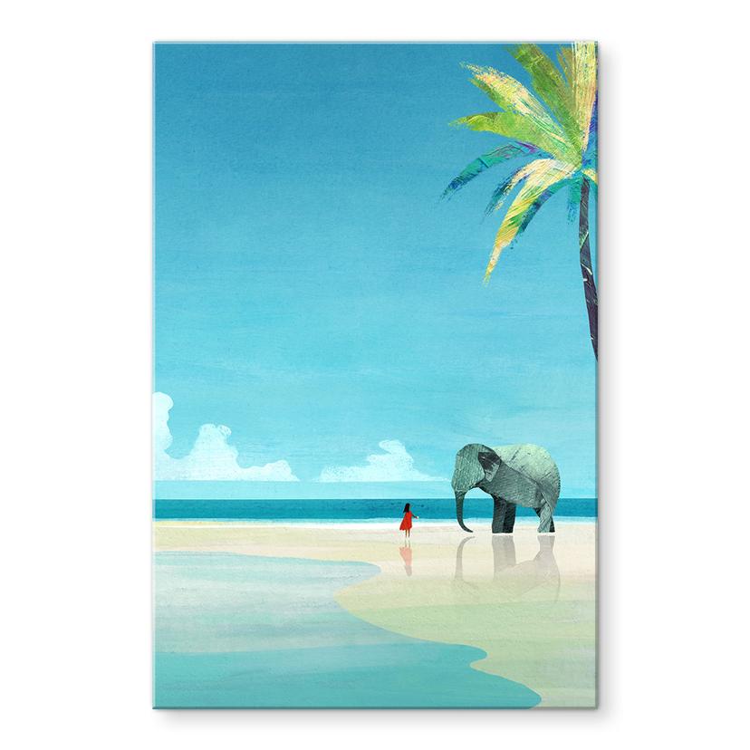 Tableau sur verre acrylique Plage des éléphants en Inde - Rivers