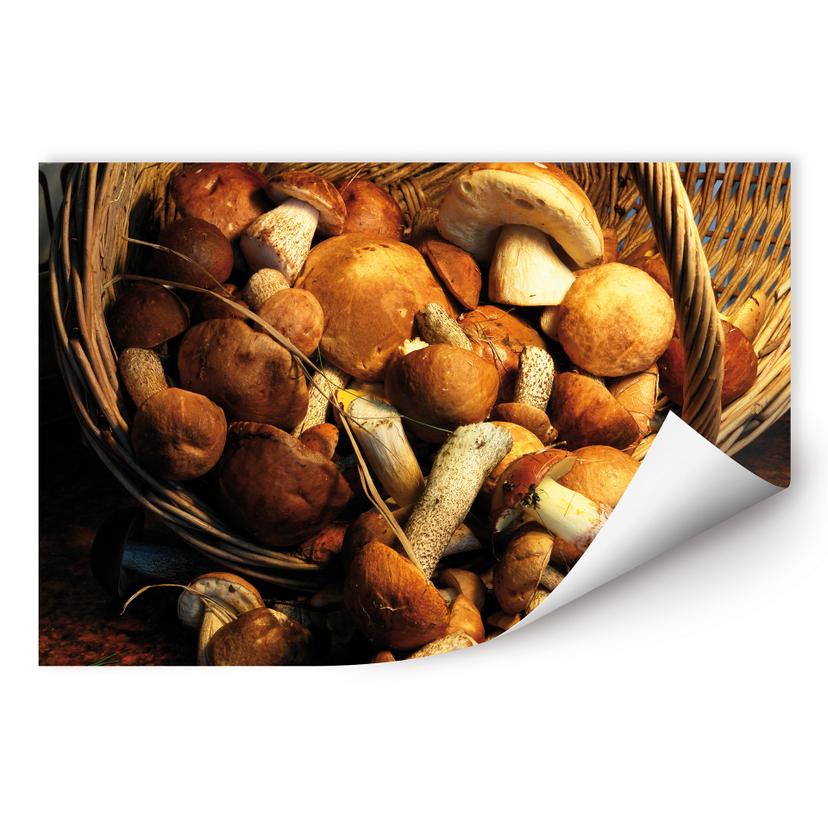 Poster autocollant - W - Panier de Champignons