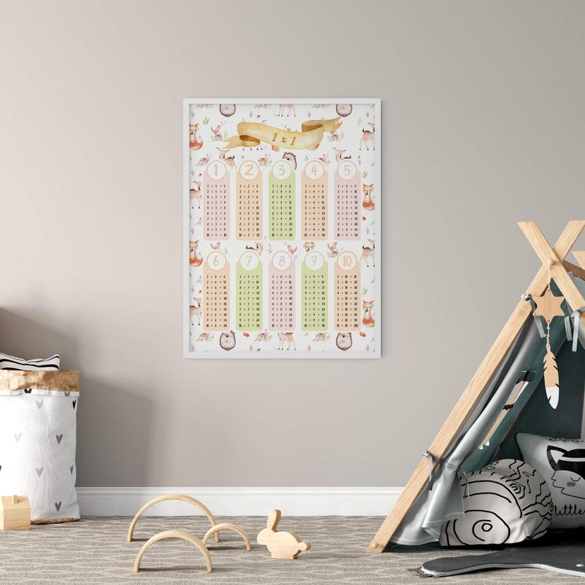 Poster Kvilis - Animaux de la forêt - Table de multiplication