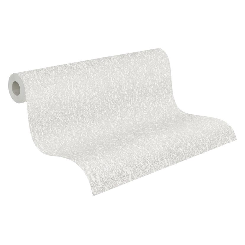 Papel pintado con textura en yeso aspecto crema grisáceo - Papel pintado no tejido mate con textura