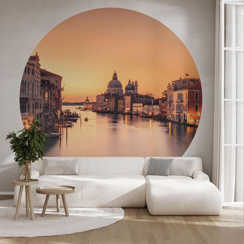 Tapet cirkel Solnedgang i Venedig - Zhang - vliesetapet/selvklæbende non-woven tapet