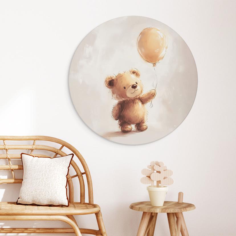 Stampe per pareti orsetto con palloncino - Magnusson - Alu-Dibond Round