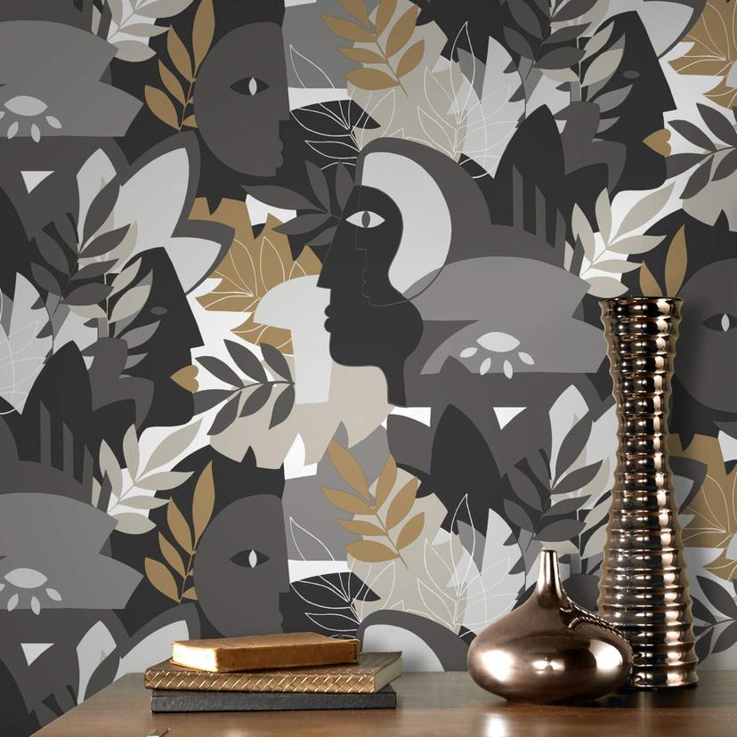 Rasch papier peint intissé, papier peint à motifs Salsa noir profond