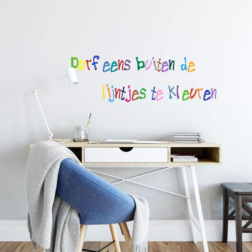 Muursticker Durf eens buiten de lijntjes te kleuren 2