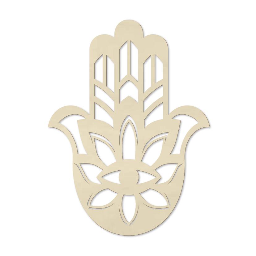 Väggdekorationer i trä av poppel - Yoga Hamsa Hand