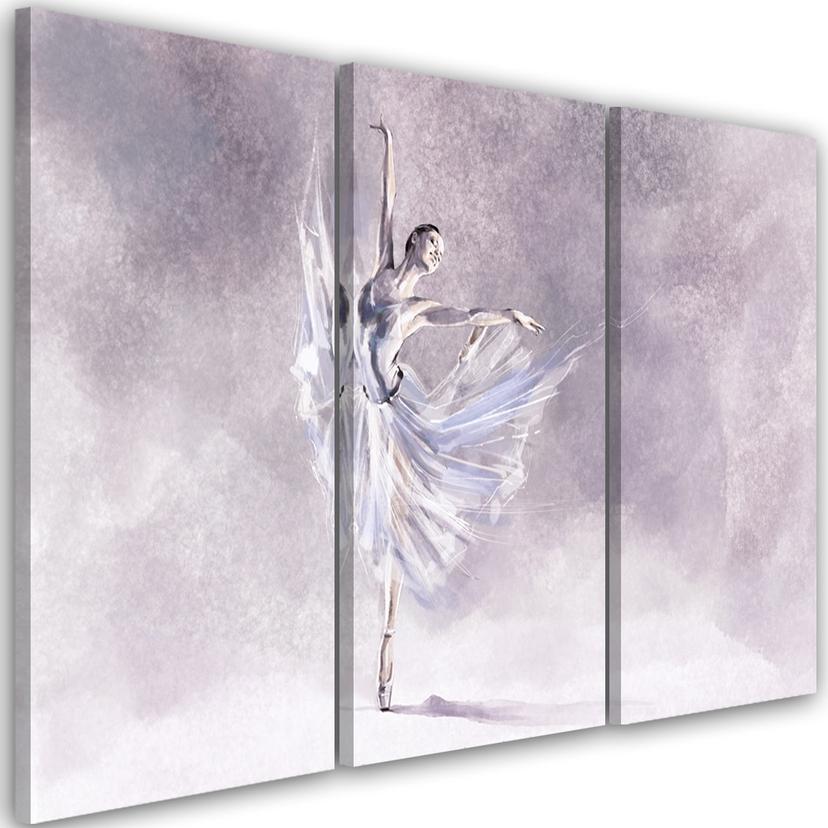 Lærredstryk 3 dele, Ballerina Pirouet