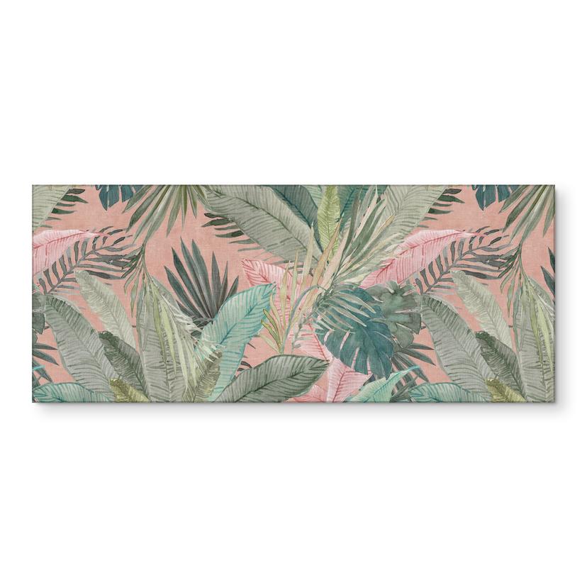 Rivestimento cucina foglie tropicali nella giungla rosa - Bloomery Decor