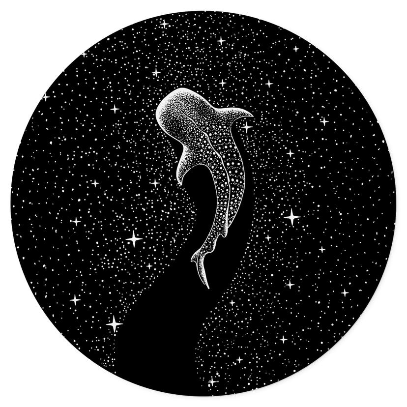 Squalo balena nell'oceano di stelle Adesivo murale - Cakir - Rotondo
