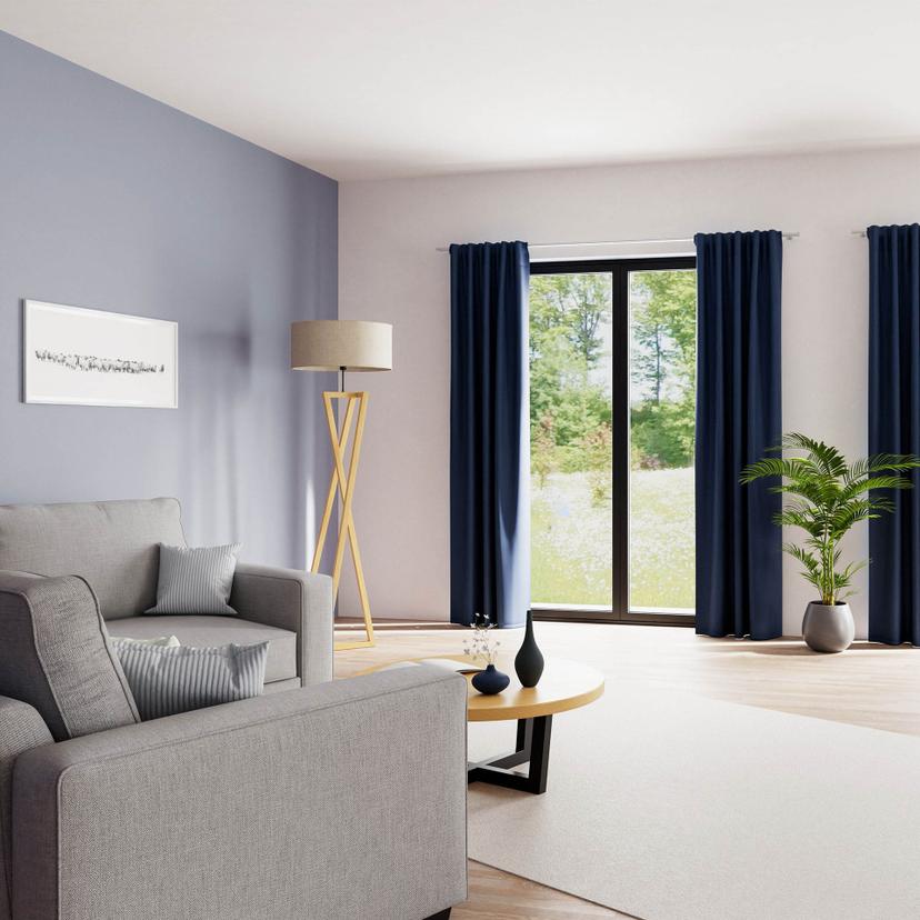 Homing Fertigschal mit verdeckten Schlaufen Galdin blau -  2,45 x 1,4 m