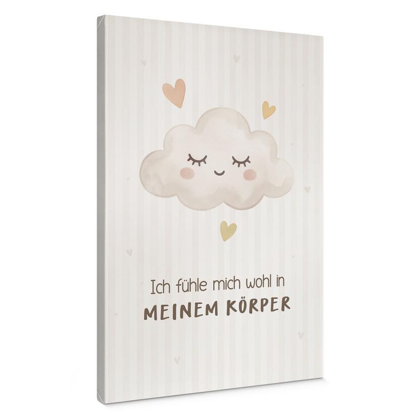 Leinwandbild mit Wolke - Affirmation 'Ich fühle mich wohl in meinem Körper' für Kinder