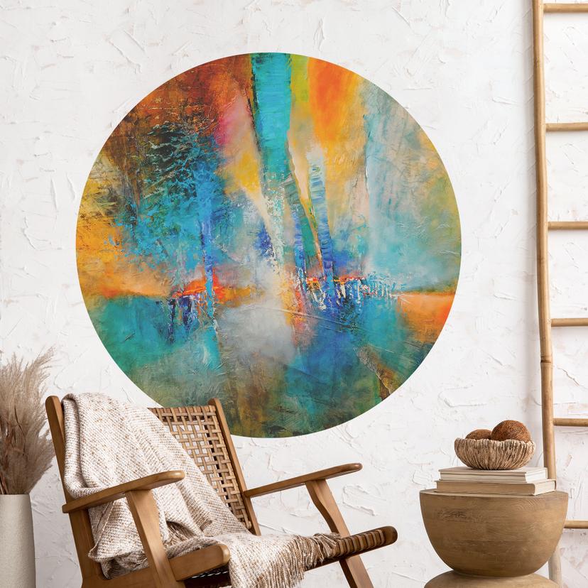 Wallsticker Urban light i blå og orange - Schmucker - Rund