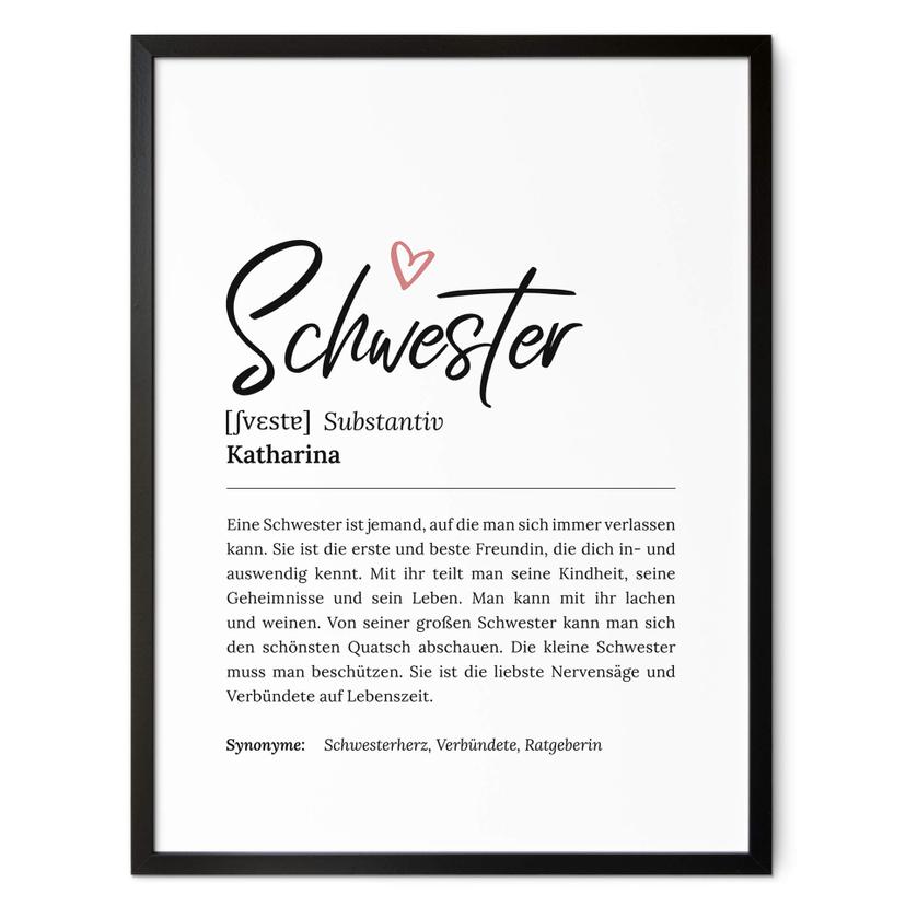 Personalisiertes Poster Definition - Schwester